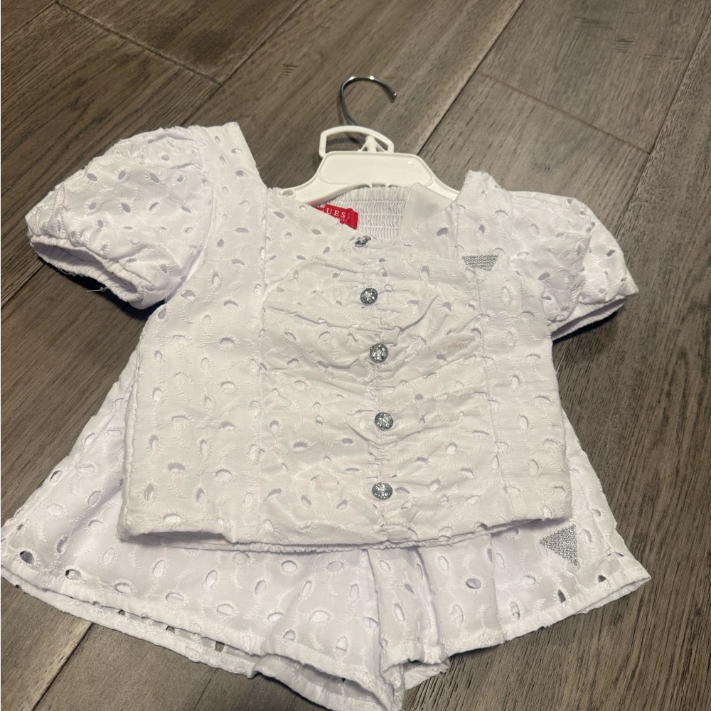 White guess Eyelet Kids Top with shorts size 3 two piece set